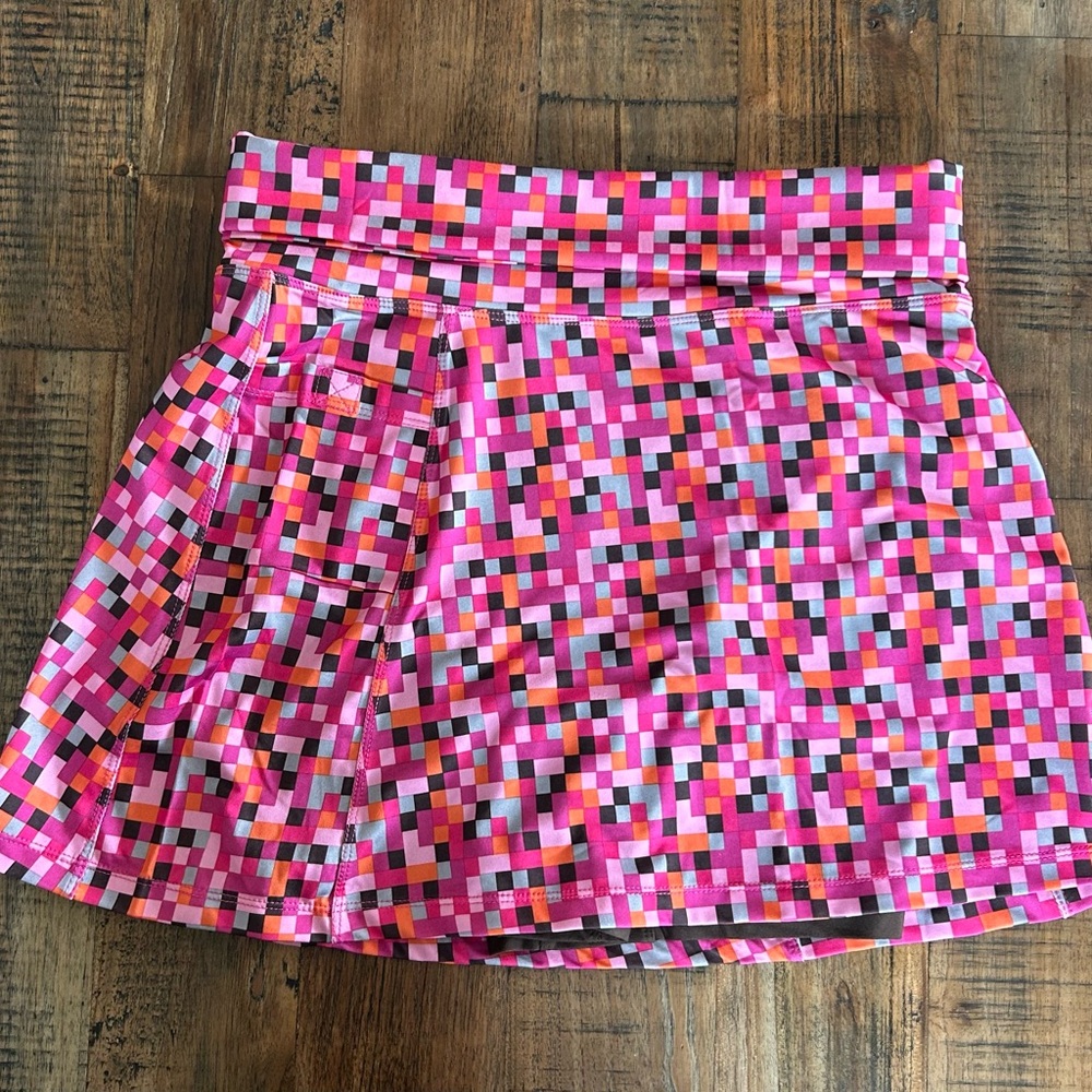 Pink Geometric Print Active Skort